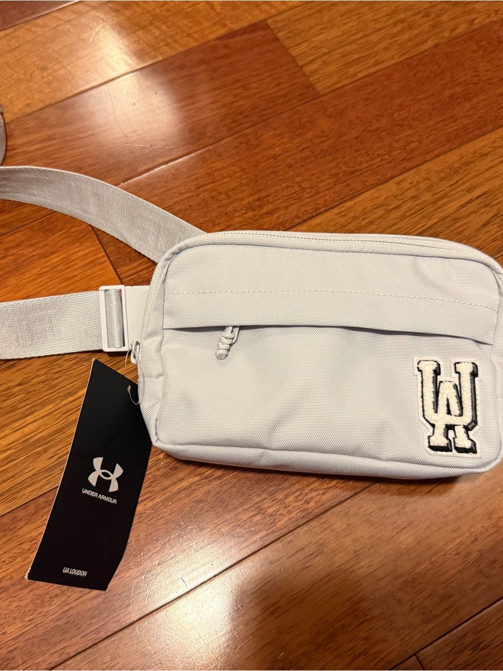 Under Armour Light Gray Crossbody Belt Bag with UA Patch